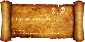 Klopfer Paszkál névjegykártya